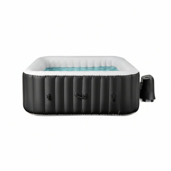 Inflatable Hot Tub, 4-6 Person Blowup Pool Hottub W/130 Air Jets, Heater Pump, Filter Cartridges, Insulated Cover, Ground Cloth, Portable Outdoor Water SPA (71’’X70’’ Rectangular, 4-6 Person)