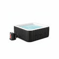 240 Gallon Inflatable Hot Tub 6 Person Square with Control Panel, Portable Outdoor Airjet Hot Tub Spa with 130 Bubble Jets, Filter, Insulated Tub Cover and Floor Protector, Temperature up to 104°F