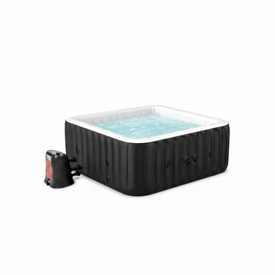 240 Gallon Inflatable Hot Tub 6 Person Square with Control Panel, Portable Outdoor Airjet Hot Tub Spa with 130 Bubble Jets, Filter, Insulated Tub Cover and Floor Protector, Temperature up to 104°F