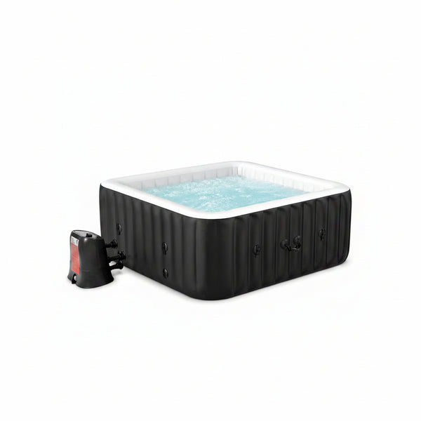 240 Gallon Inflatable Hot Tub 6 Person Square with Control Panel, Portable Outdoor Airjet Hot Tub Spa with 130 Bubble Jets, Filter, Insulated Tub Cover and Floor Protector, Temperature up to 104°F
