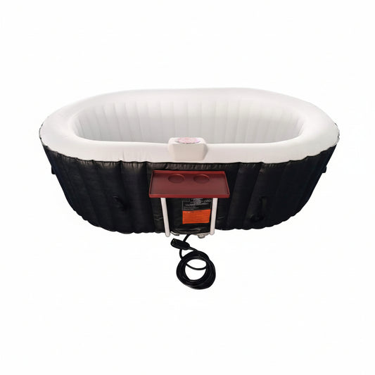 Inflatable Hot Tub Spa | Personal High Powered Jetted Bubble | 145 Gallon | Black and White