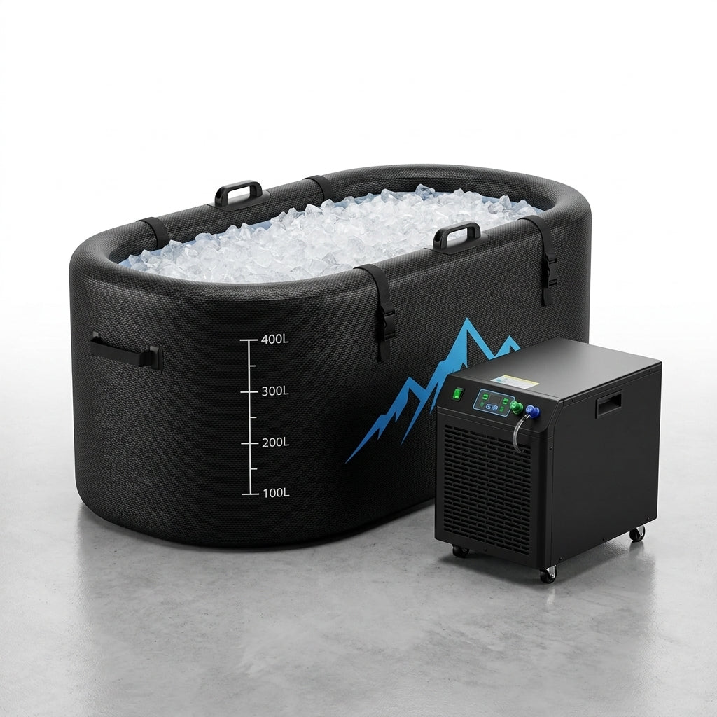 Cold Plunge Tub, 248 Gallon, 1 Horsepower, Heavy-Duty Ice Bath Tub for Athletes with Hot & Cold, Portable Inflatable Plunge Chiller with Water Treatment Kit, Immersion Therapy, Wifi (Black, 1 Set) — Studio Shot