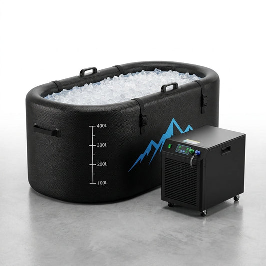 Cold Plunge Tub, 248 Gallon, 1 Horsepower, Heavy-Duty Ice Bath Tub for Athletes with Hot & Cold, Portable Inflatable Plunge Chiller with Water Treatment Kit, Immersion Therapy, Wifi (Black, 1 Set) — Studio Shot